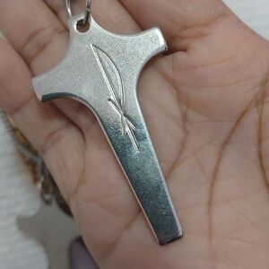 SOLD Vintage Catholic Pax Cross Crucifix Easter Pendant Necklace Religious